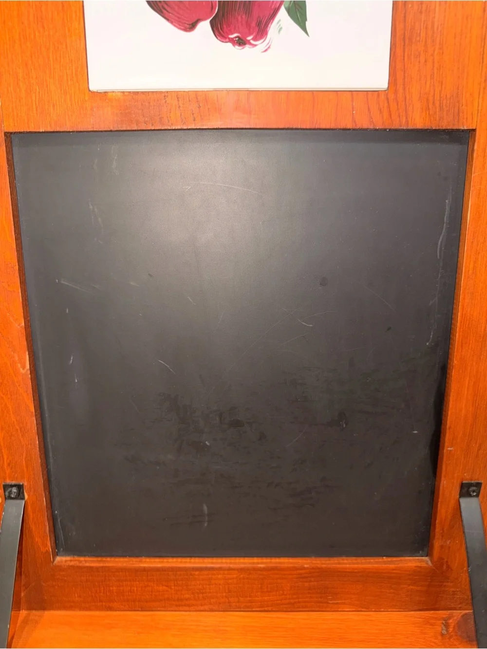 Rustic Farmhouse Wall Decor Wood Standing Chalkboard with Apple Tile Accent